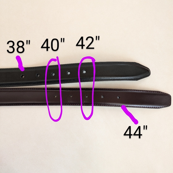 2 Men's Leather Dress Belts 40 42 Black Silver Buckle Oxblood Gold Nordstrom - Picture 17 of 17